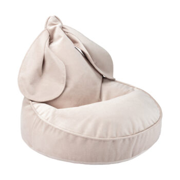 Kinder Sitzsack mit Hasenohren aus Samt in dusty beige von Wigiwama