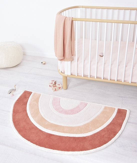 Lilipinso Regenbogen Teppich rosa rost 120 cm Babyzimmer