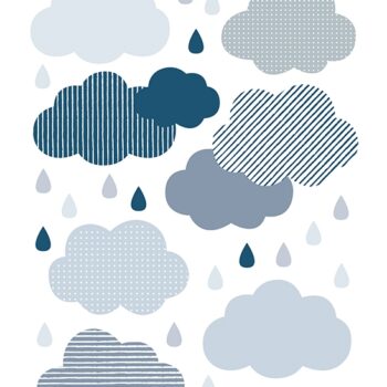 Wandsticker Wolken und Regentropfen Lilipinso blau
