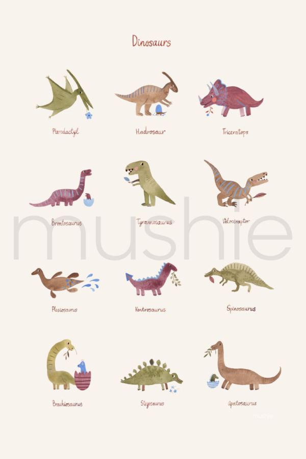 Mushie Poster Dinosaurier 50x70 cm