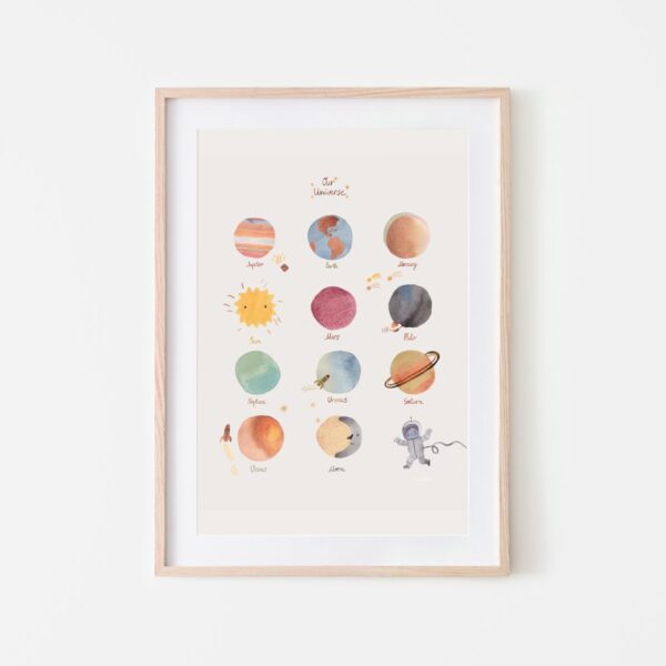 Mushie Poster Space mit Planeten 50x70 cm