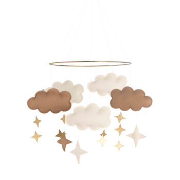 Wolken Mobile von Baby Bello in Beige mit goldenen Sternen