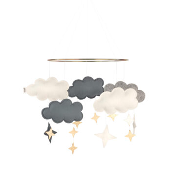 Wolken Mobile von Baby Bello in dunkelblau mit goldenen Sternen