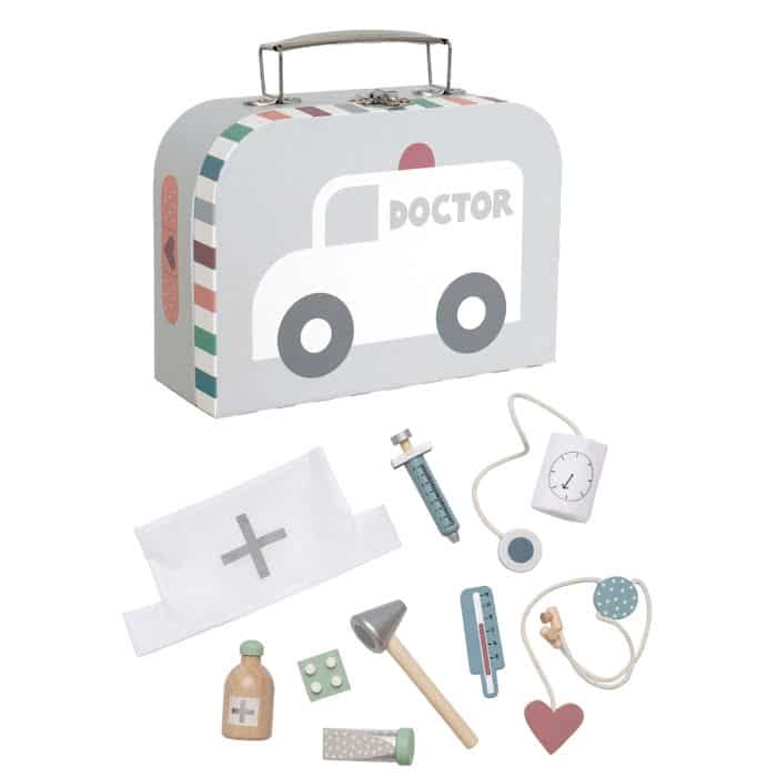 JaBaDaBaDo Doktor Spiel-Set im Koffer rosa Arztkoffer Spielkoffer Arzt Holz 