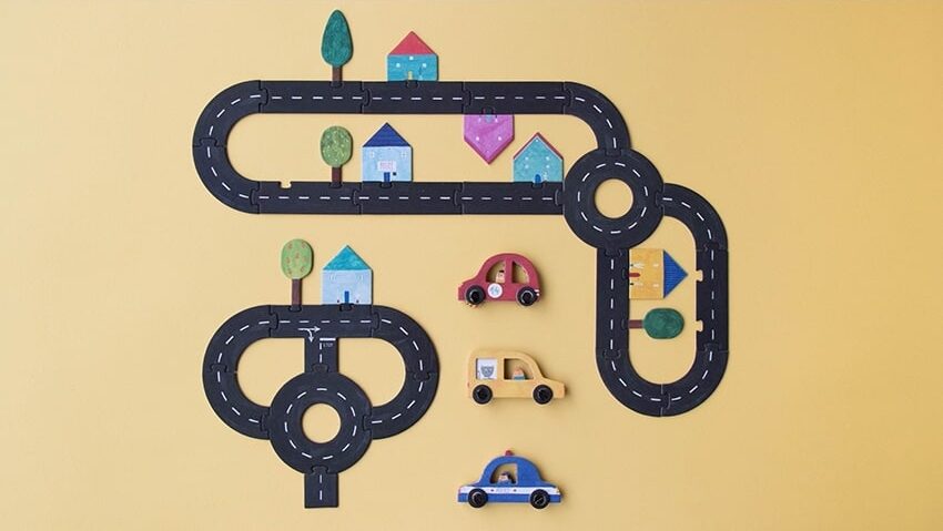 Londji Spiel & Puzzle mit Straßen und Autos