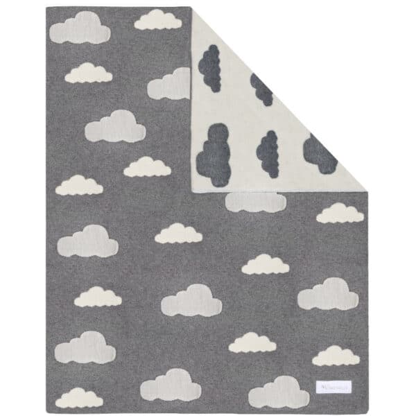 Kindsgut Kinderdecke Wolken aus Bio Baumwolle in grau