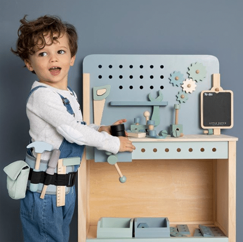 Little Dutch Kinder Werkbank mit Werkzeug mint