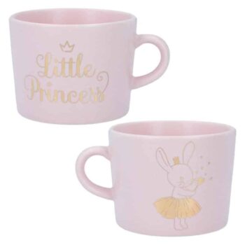 Mini & Mum Tassen-Set aus Porzellan in rosa mit goldener Schrift Little Princess & Mum