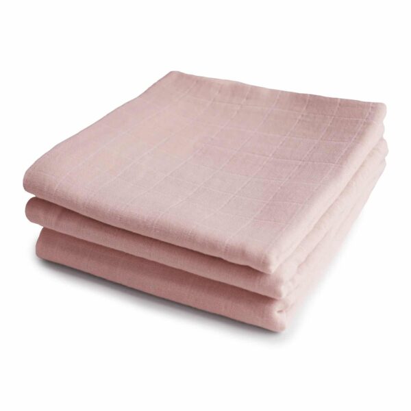 Mushie Mulltücher 3er Set Blush in rosa aus Bio Baumwolle