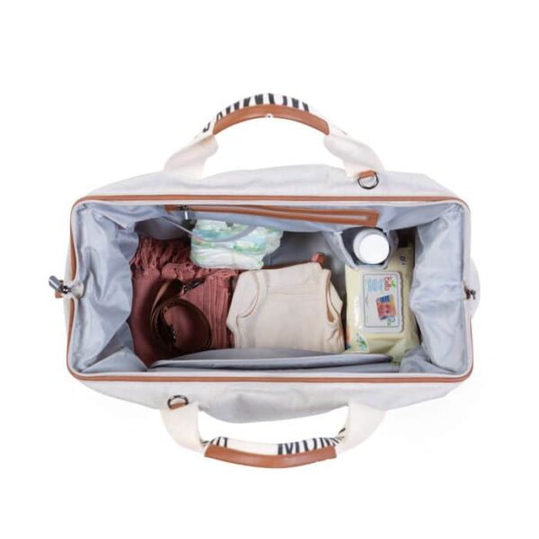 Childhome Mommy Bag Signature Look Canvas in altweiß Wickeltasche und Kliniktasche