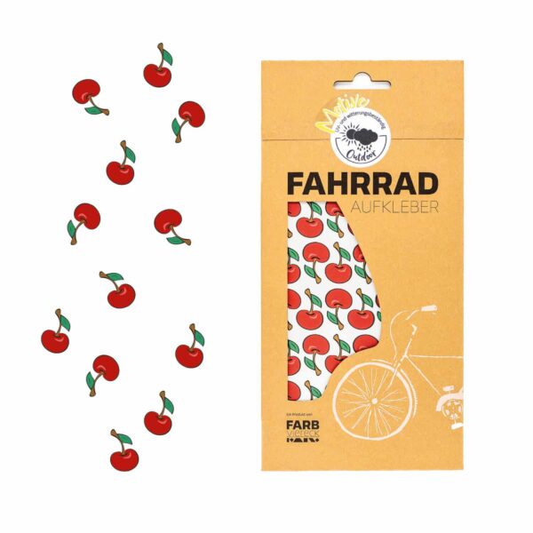 Farbviereck Fahrradsticker Kirschen für Fahrrad, Roller und Helm