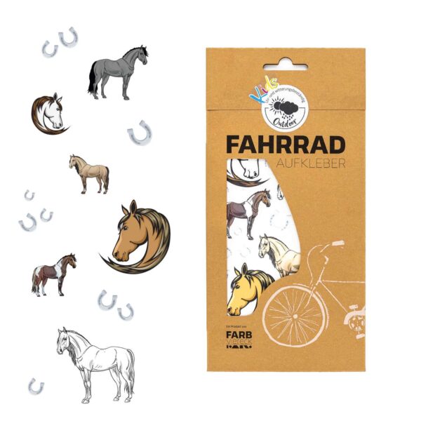 Farbviereck Fahrradsticker Pferde für Fahrrad, Roller und Helm