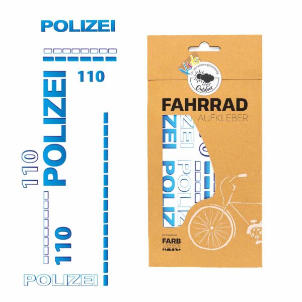 Farbviereck Fahrradsticker Polizei für Fahrrad, Roller und Helm