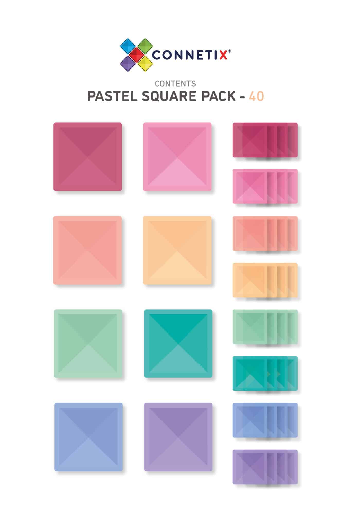 Connetix Magnet Bausteine Pastel Square Pack 40-teilig