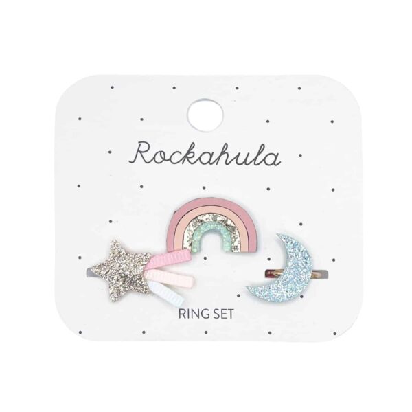 Rockahula Kids Ring Set Shimmer Rainbow mit Regenbogen