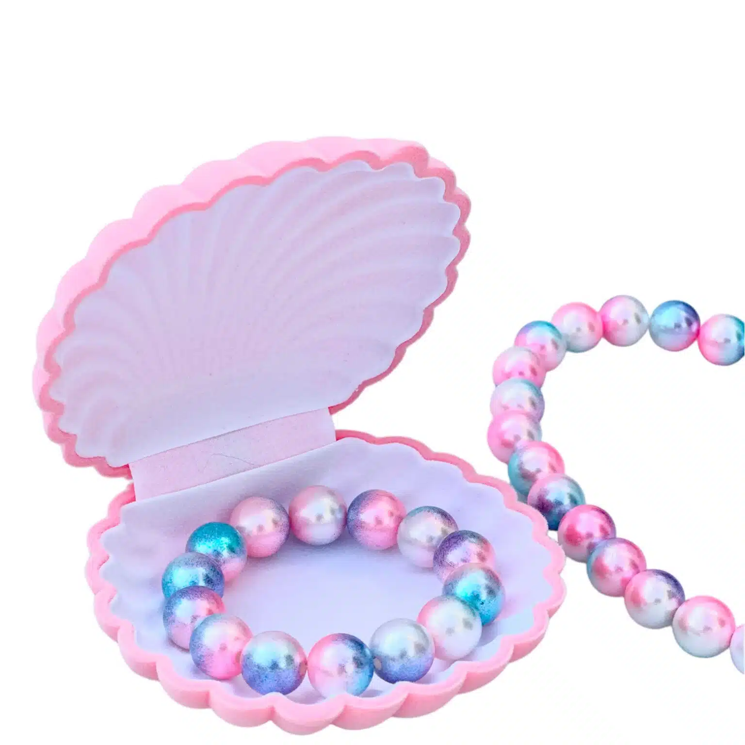 Ratatam Muschel mit Perlenschmuck in rosa