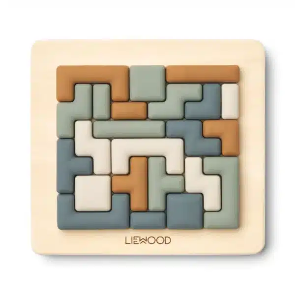 Liewood Logik Puzzle Lonzo aus Holz & Silikon in faune green multi mix