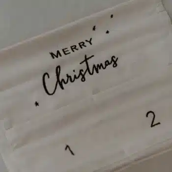 Eulenschnitt Adventskalender Christmas schmal aus Baumwolle in creme