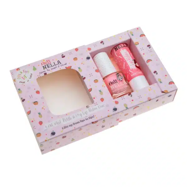 Miss Nella Kindernagellack & Lippenbalsam Set Peach – Bild 2