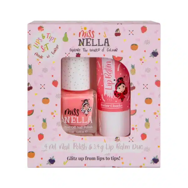 Miss Nella Kindernagellack & Lippenbalsam Set Peach