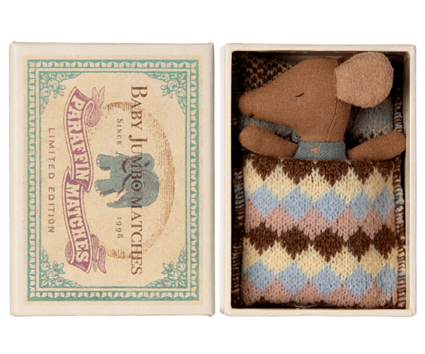 Maileg Sleepy wakey baby maus in Streichholzschachtel - Blau 8 cm – Bild 2