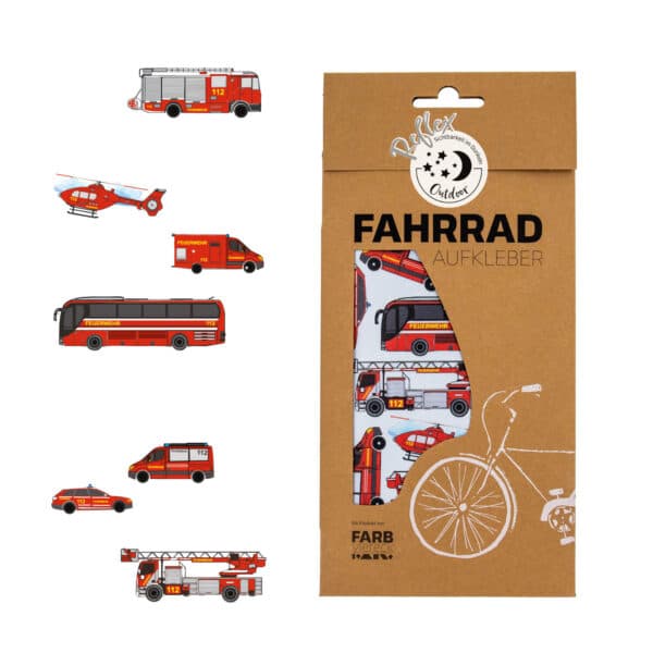 Fahrradsticker Feuerwehrfahrzeuge Reflex