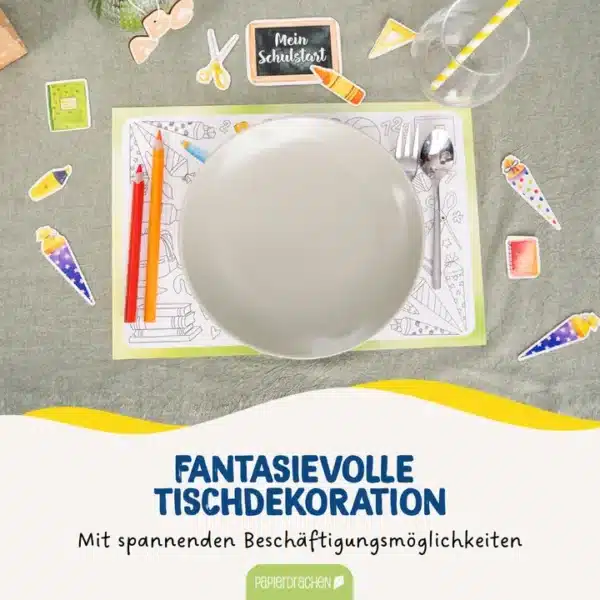 Papierdrachen Ausmal Platzsets Schule Aquarel – Bild 3