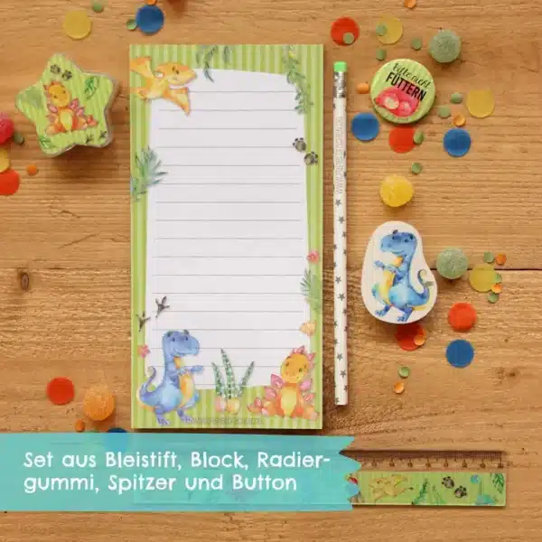 Papierdrachen Schreibset Schule Dino
