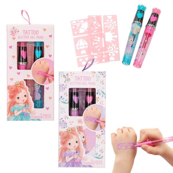 Depesche Princess Mimi Tattoo Glitzer Gelstifte mit Schablone
