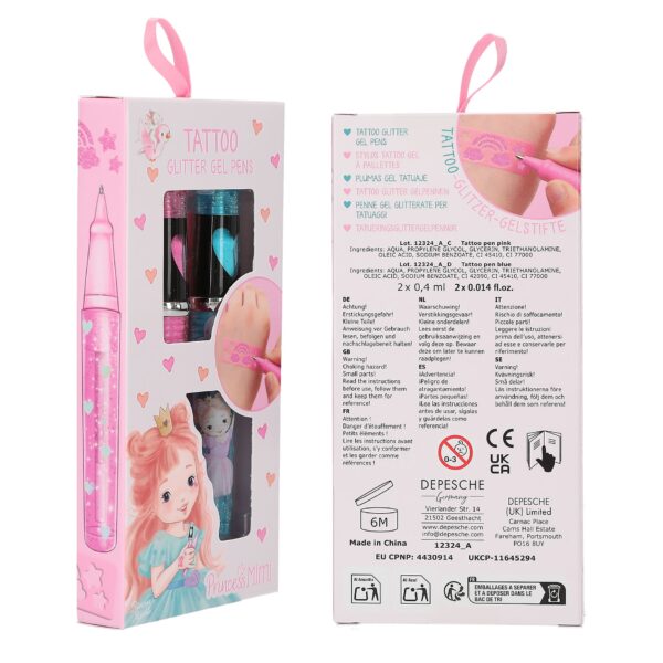 Depesche Princess Mimi Tattoo Glitzer Gelstifte mit Schablone – Bild 3