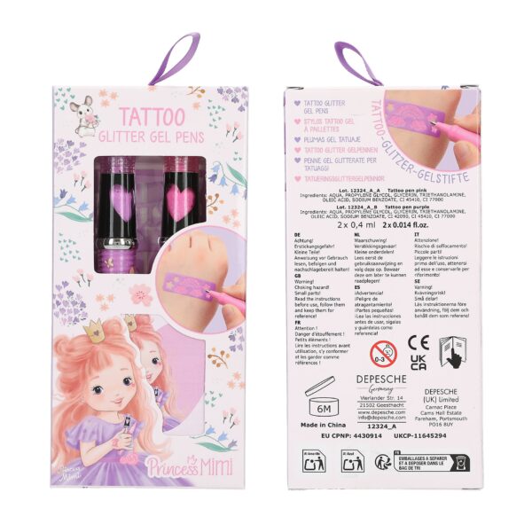 Depesche Princess Mimi Tattoo Glitzer Gelstifte mit Schablone – Bild 4