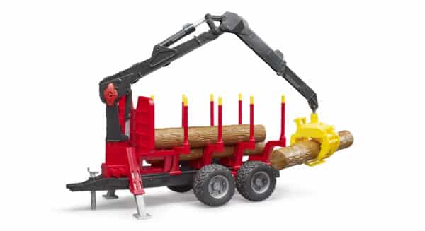 bruder - Rückeanhänger mit Ladekran, 4 Baumstämmen und Holzgreifer – Bild 5