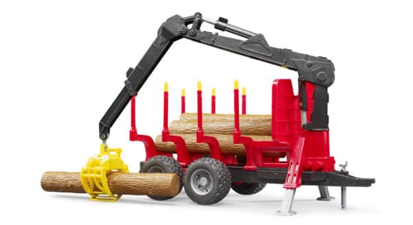 bruder - Rückeanhänger mit Ladekran, 4 Baumstämmen und Holzgreifer – Bild 2