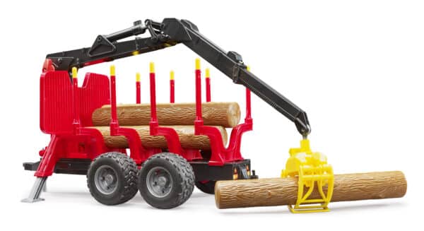 bruder - Rückeanhänger mit Ladekran, 4 Baumstämmen und Holzgreifer – Bild 6