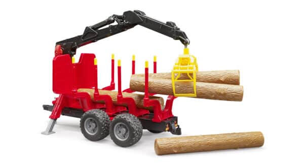 bruder - Rückeanhänger mit Ladekran, 4 Baumstämmen und Holzgreifer – Bild 3